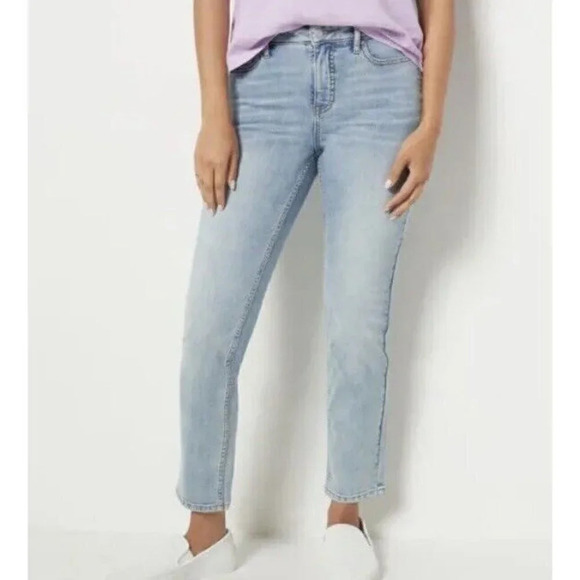 Candace Cameron Bure Straight Leg Jeans Malibu Light Wash Women’s 24 Petite New - Picture 1 of 8